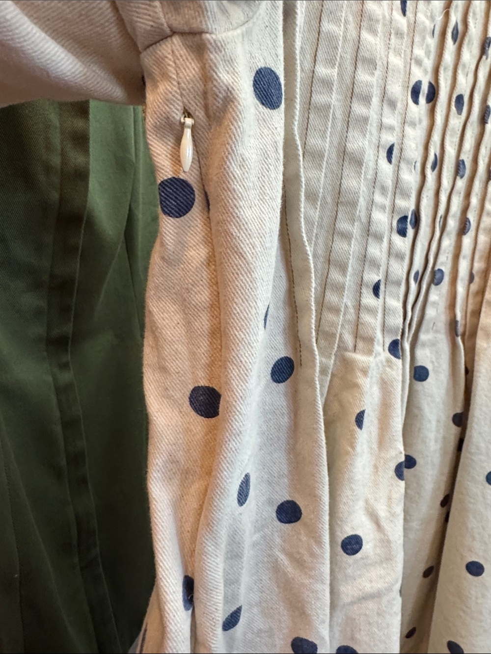 Peach Love Sweet Denim Polka Dot Loran Cream Romper - Picture 7 of 12